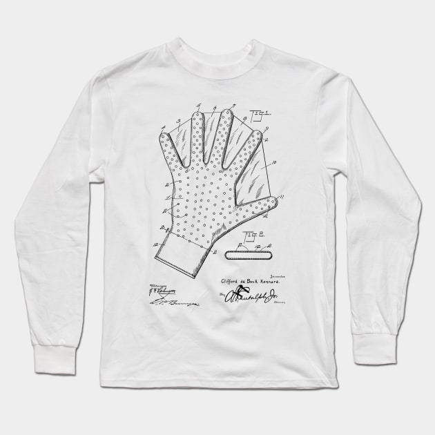 Swimming Glove Vintage Patent Hand Drawing Long Sleeve T-Shirt by TheYoungDesigns